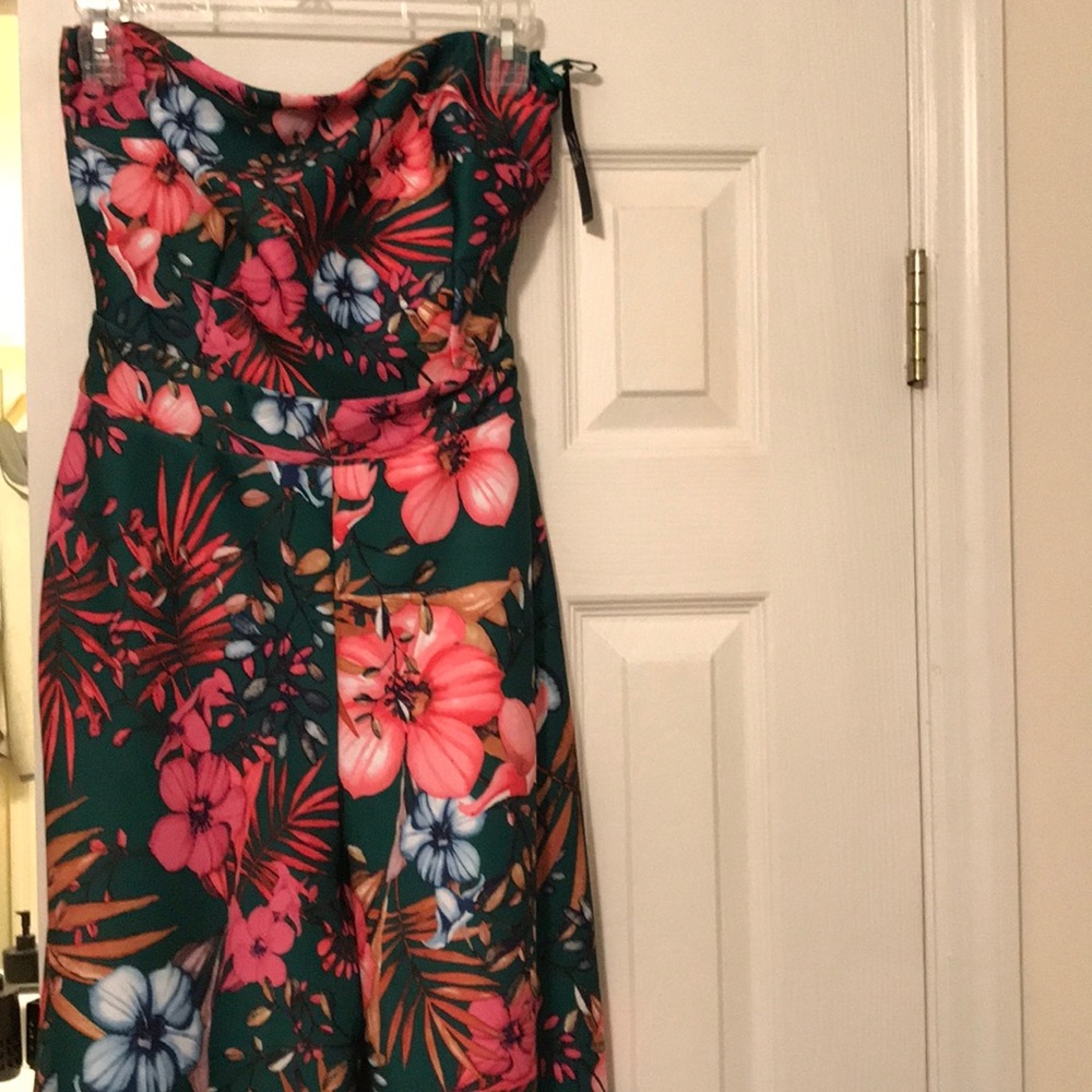 Strapless floral jumpsuit